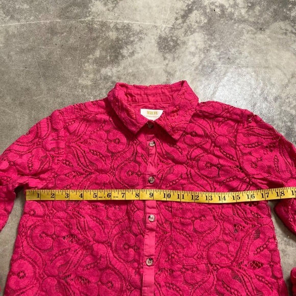 Maeve by Anthropologie Shirt Womens Size 6 Pink Rose Lace Button Down‎ - Picture 2 of 11